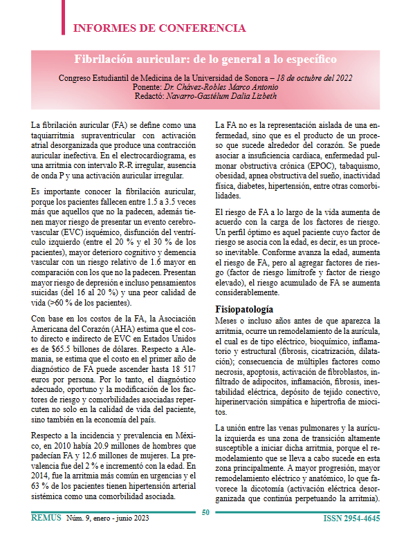 Portada del informe de conferencia: Fibrilación auricular - de lo general a lo específico