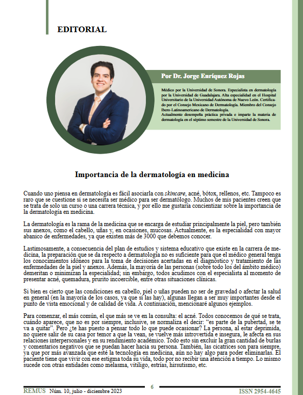 Portada de la editorial Importancia de la dermatología en medicina
