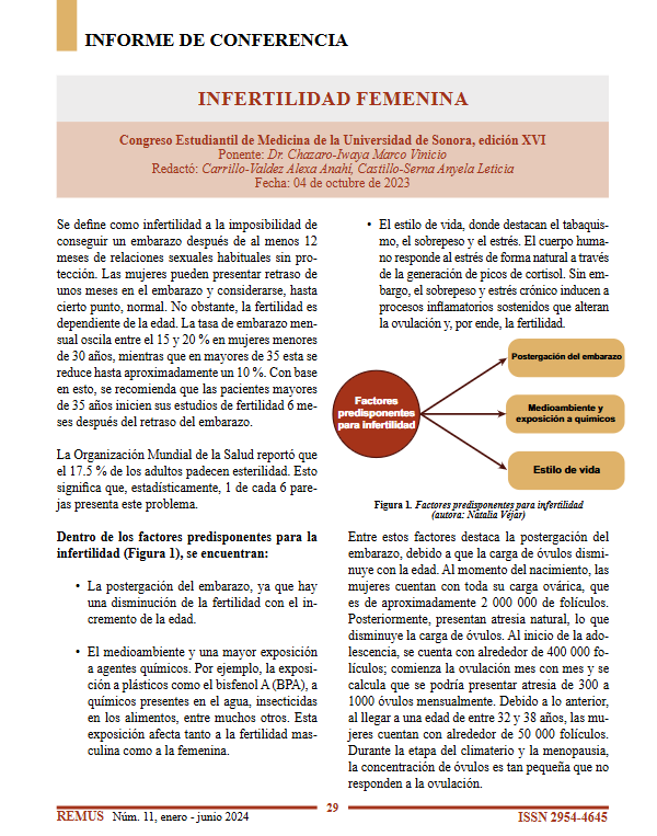 Primera página del informe de conferencia Infertilidad femenina